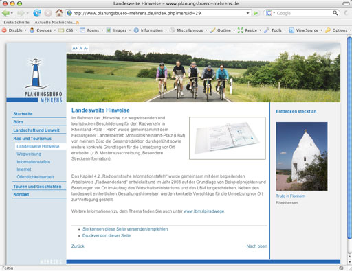 Screenshot Planungsbüro Mehrens